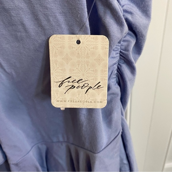 Free People Dusty Blue Front close Ruffled tank Blouse size Large NWT $68 MSRP - Picture 7 of 8